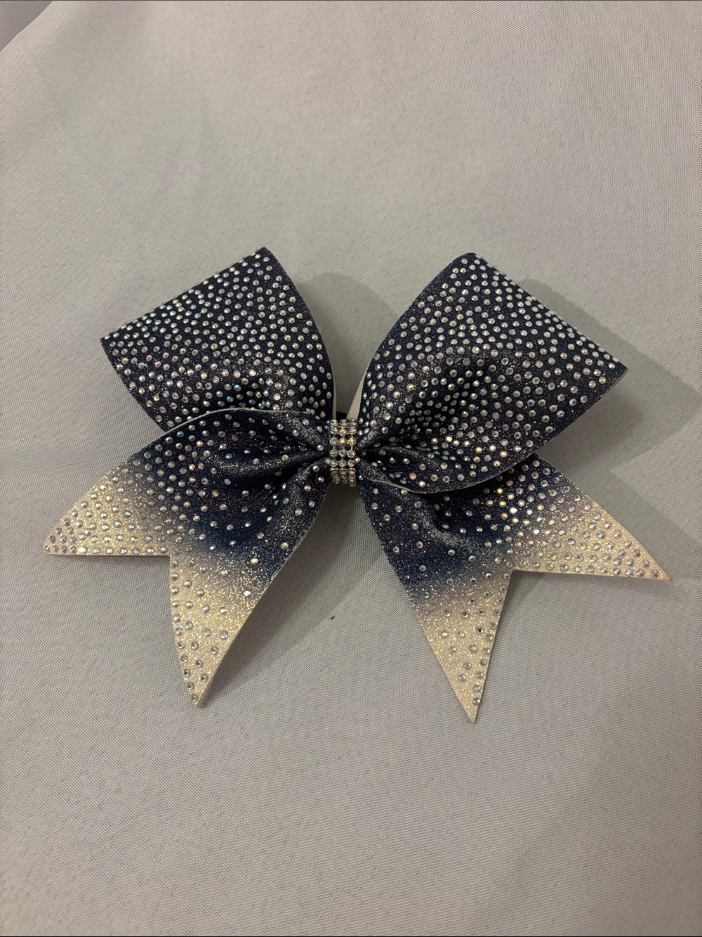 Rhinestone Ombre Cheer Bow - Navy to Ivory